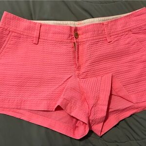 Lilly Pulitzer Coral Pink Textured Seersucker Shorts